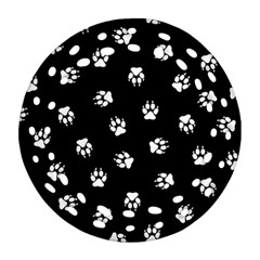 Footprints Dog White Black Ornament (round Filigree) by EDDArt