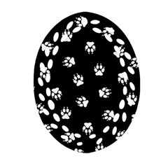 Footprints Dog White Black Oval Filigree Ornament (two Sides) by EDDArt