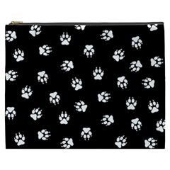 Footprints Dog White Black Cosmetic Bag (xxxl)  by EDDArt