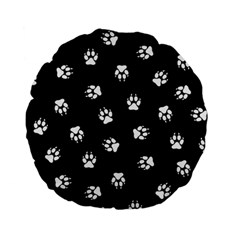 Footprints Dog White Black Standard 15  Premium Round Cushions by EDDArt