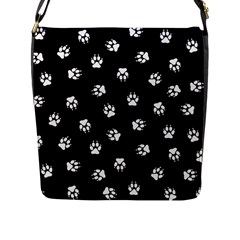 Footprints Dog White Black Flap Messenger Bag (l)  by EDDArt