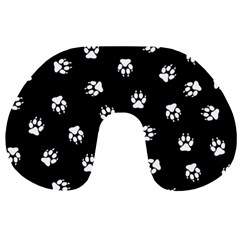 Footprints Dog White Black Travel Neck Pillows by EDDArt