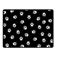 Footprints Dog White Black Double Sided Fleece Blanket (small)  by EDDArt