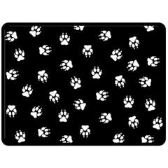 Footprints Dog White Black Double Sided Fleece Blanket (large)  by EDDArt