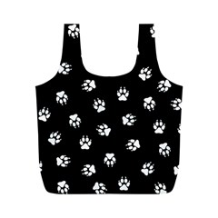 Footprints Dog White Black Full Print Recycle Bags (m)  by EDDArt