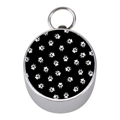 Footprints Dog White Black Mini Silver Compasses by EDDArt