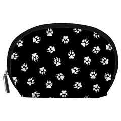 Footprints Dog White Black Accessory Pouches (large)  by EDDArt