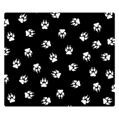 Footprints Dog White Black Double Sided Flano Blanket (small)  by EDDArt