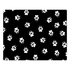 Footprints Dog White Black Double Sided Flano Blanket (large)  by EDDArt