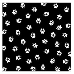 Footprints Dog White Black Large Satin Scarf (square) by EDDArt