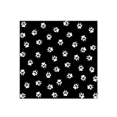 Footprints Dog White Black Satin Bandana Scarf by EDDArt