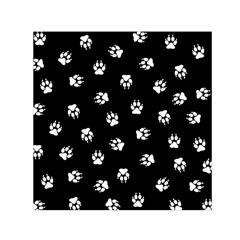 Footprints Dog White Black Small Satin Scarf (square) by EDDArt