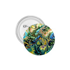 Flower Power Fractal Batik Teal Yellow Blue Salmon 1 75  Buttons by EDDArt