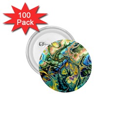 Flower Power Fractal Batik Teal Yellow Blue Salmon 1 75  Buttons (100 Pack)  by EDDArt