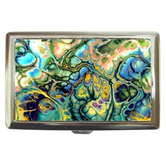 Flower Power Fractal Batik Teal Yellow Blue Salmon Cigarette Money Cases by EDDArt