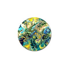 Flower Power Fractal Batik Teal Yellow Blue Salmon Golf Ball Marker (10 Pack) by EDDArt