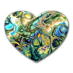 Flower Power Fractal Batik Teal Yellow Blue Salmon Heart Mousepads by EDDArt