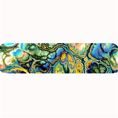 Flower Power Fractal Batik Teal Yellow Blue Salmon Large Bar Mats by EDDArt