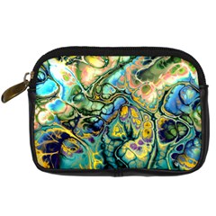 Flower Power Fractal Batik Teal Yellow Blue Salmon Digital Camera Cases by EDDArt