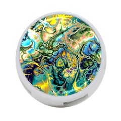 Flower Power Fractal Batik Teal Yellow Blue Salmon 4-port Usb Hub (one Side) by EDDArt