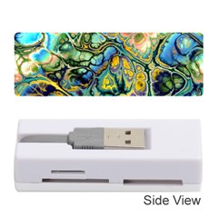 Flower Power Fractal Batik Teal Yellow Blue Salmon Memory Card Reader (stick)  by EDDArt