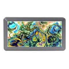 Flower Power Fractal Batik Teal Yellow Blue Salmon Memory Card Reader (mini) by EDDArt