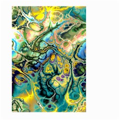 Flower Power Fractal Batik Teal Yellow Blue Salmon Large Garden Flag (two Sides) by EDDArt