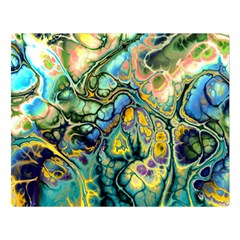 Flower Power Fractal Batik Teal Yellow Blue Salmon Double Sided Flano Blanket (large) 