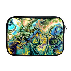 Flower Power Fractal Batik Teal Yellow Blue Salmon Apple Macbook Pro 17  Zipper Case by EDDArt