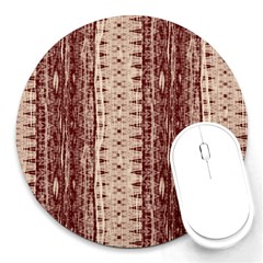 Wrinkly Batik Pattern Brown Beige Round Mousepads by EDDArt