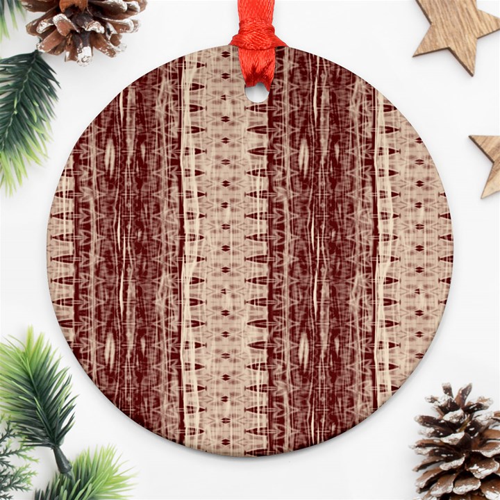 Wrinkly Batik Pattern Brown Beige Ornament (Round)