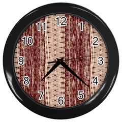 Wrinkly Batik Pattern Brown Beige Wall Clocks (black)