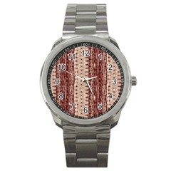 Wrinkly Batik Pattern Brown Beige Sport Metal Watch