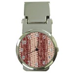 Wrinkly Batik Pattern Brown Beige Money Clip Watches Front