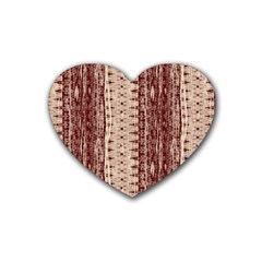 Wrinkly Batik Pattern Brown Beige Rubber Coaster (heart)  by EDDArt