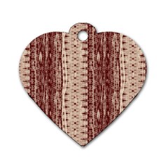 Wrinkly Batik Pattern Brown Beige Dog Tag Heart (one Side)