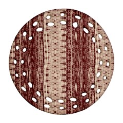 Wrinkly Batik Pattern Brown Beige Round Filigree Ornament (two Sides) by EDDArt