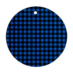 Lumberjack Fabric Pattern Blue Black Ornament (round) by EDDArt