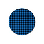 Lumberjack Fabric Pattern Blue Black Magnet 3  (Round) Front