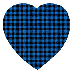 Lumberjack Fabric Pattern Blue Black Jigsaw Puzzle (heart) by EDDArt