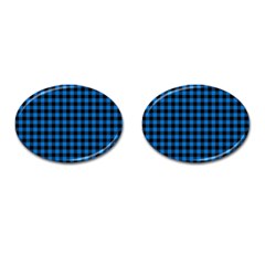 Lumberjack Fabric Pattern Blue Black Cufflinks (oval) by EDDArt