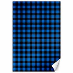 Lumberjack Fabric Pattern Blue Black Canvas 12  X 18   by EDDArt