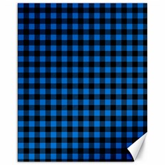 Lumberjack Fabric Pattern Blue Black Canvas 16  X 20   by EDDArt