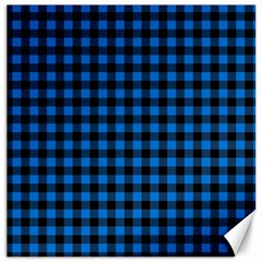 Lumberjack Fabric Pattern Blue Black Canvas 20  X 20   by EDDArt