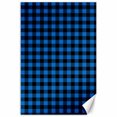 Lumberjack Fabric Pattern Blue Black Canvas 24  X 36  by EDDArt