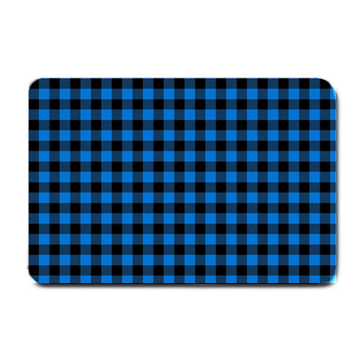 Lumberjack Fabric Pattern Blue Black Small Doormat 