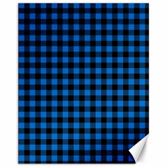 Lumberjack Fabric Pattern Blue Black Canvas 11  X 14   by EDDArt