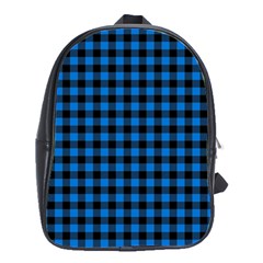 Lumberjack Fabric Pattern Blue Black School Bags(large)  by EDDArt