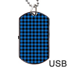 Lumberjack Fabric Pattern Blue Black Dog Tag Usb Flash (one Side) by EDDArt