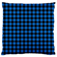 Lumberjack Fabric Pattern Blue Black Large Cushion Case (one Side) by EDDArt